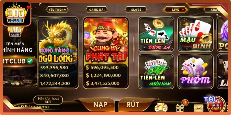 Kho trò chơi Hitclub đa dạng